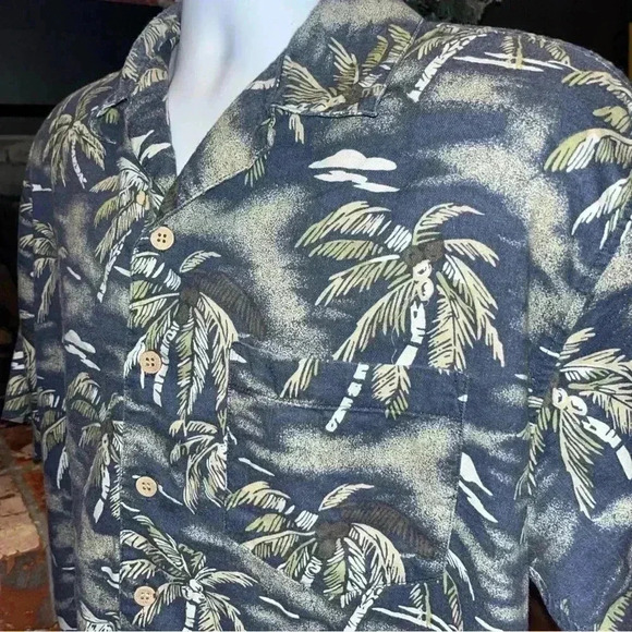 SUMMA Palm CoconutHawaiian Cotton/Rayon Blue Button Down Short Sleeve Shirt Sz M - Picture 5 of 9